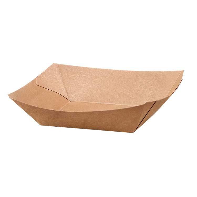 Kraft Paper Boat Shape Tray Take Away Food Packaging Box for Restaurant Ship Box