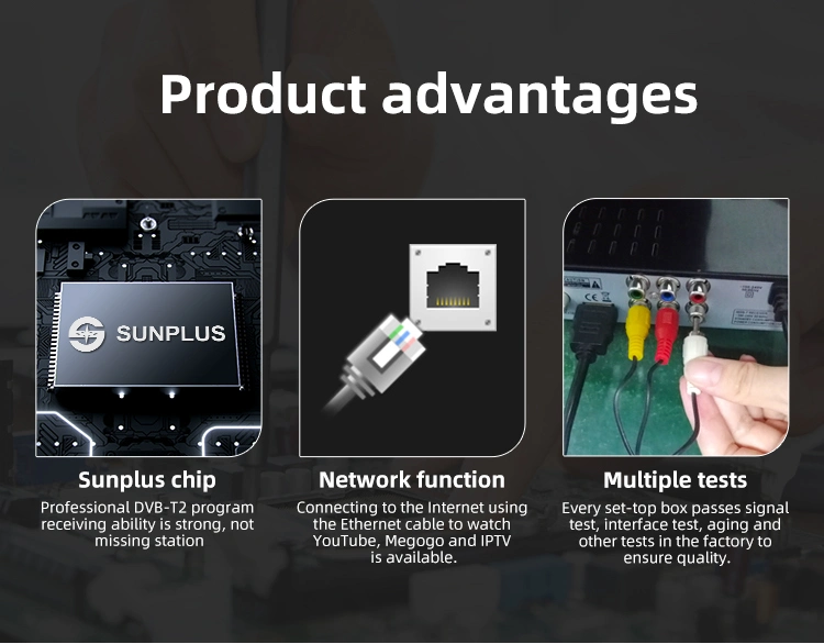 DVB-T2 de decodificadores de TV, receptor de RF de largo alcance de 265 H. DVB T2 HD Et Top Box