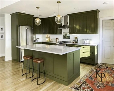 Custom High Grade Durable Practical Multifunctional Waterproof Green Lacquer Kitchen Cabinet