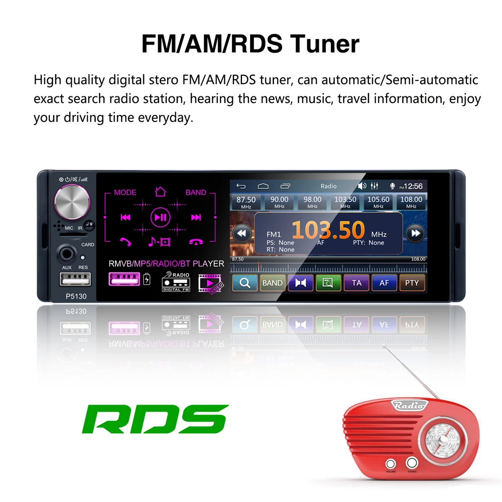 Universal 1 DIN 4.1 pouces MP5 Lecteur Écran Tactile HD Capacitif Voiture Simple Ensemble MP5 Radio Am/FM/RDS