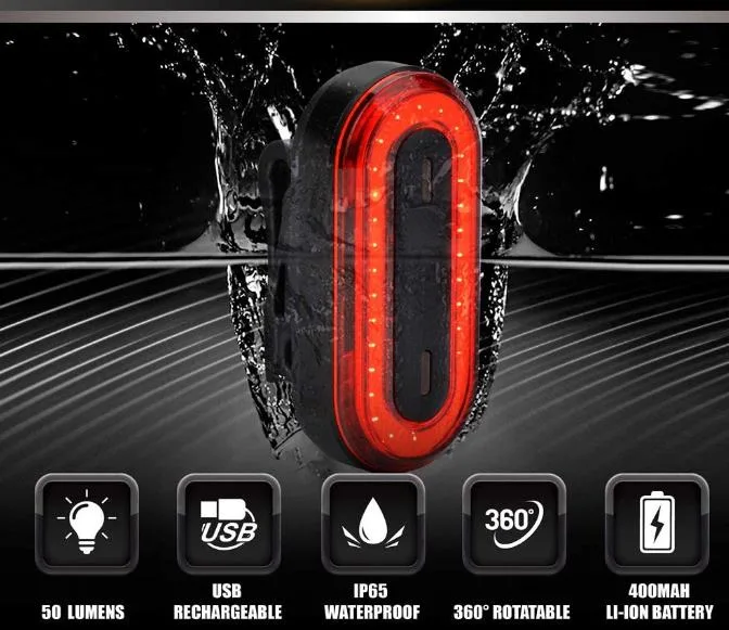 Wholesale/Supplier Road Mountain Bike Taillight USB Rechargeable Bicycle Front Lamp 200 Lumens 6 Modes Outdoor Flashing Warning Bicycle Rear Light