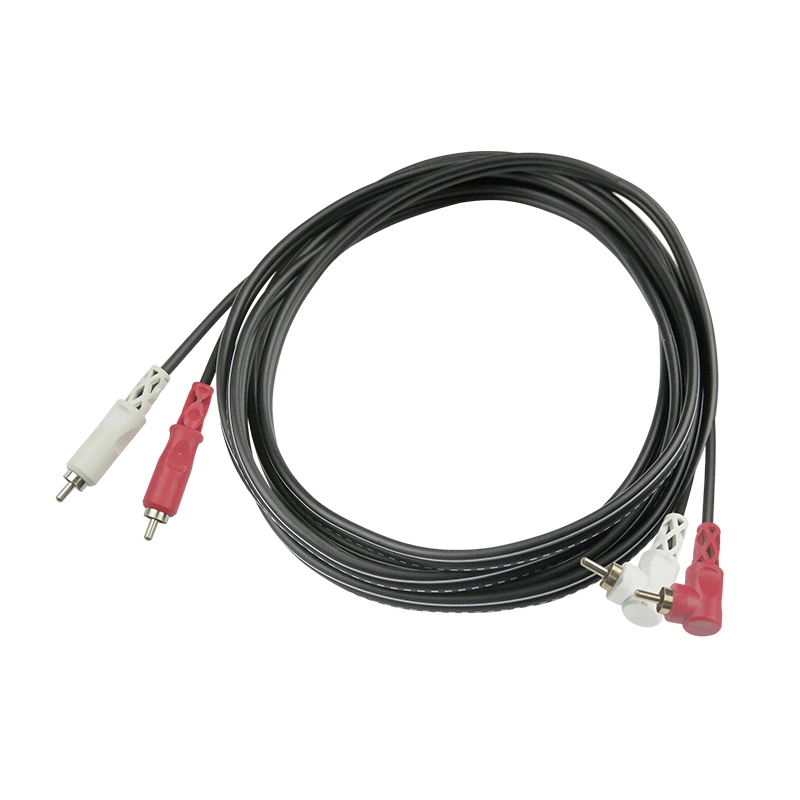 2RCA Plug Straight to 2RCA Elbow a/V RCA Twin Cable