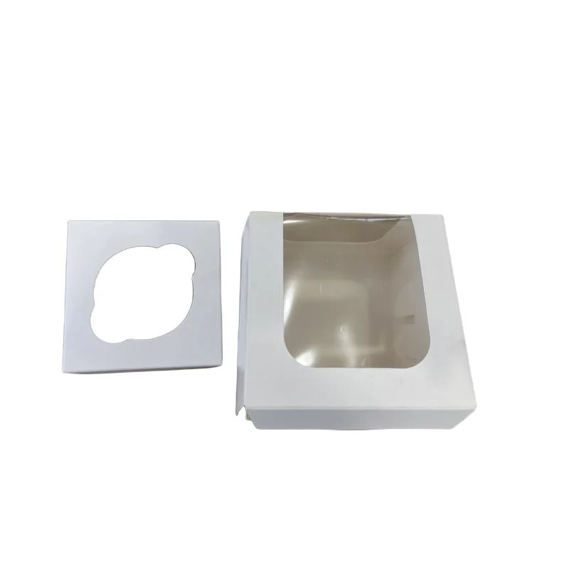 Caja de hornear blanca, caja de torta de ventana para una taza