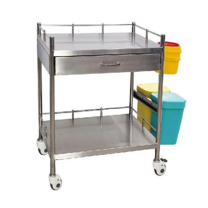 Hot Sell Hospital Operating Room Metal Crash Cart Nurse Treatment عربة تروللى عيادة طبية من الفولاذ المقاوم للصدأ المتنقلة