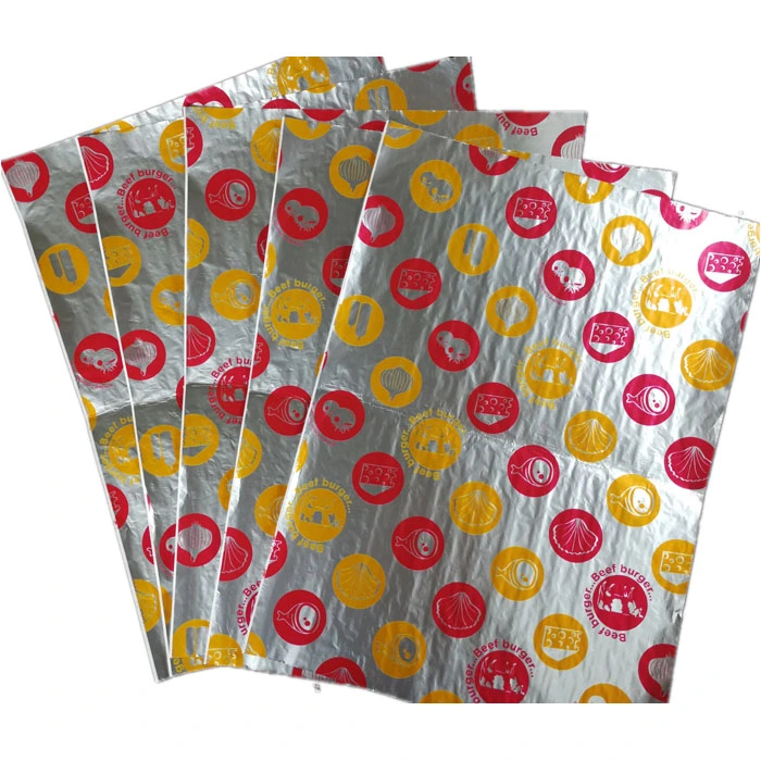 Colored Foil Hamburger Wrap Paper Printed Aluminum Foil Burger Paper