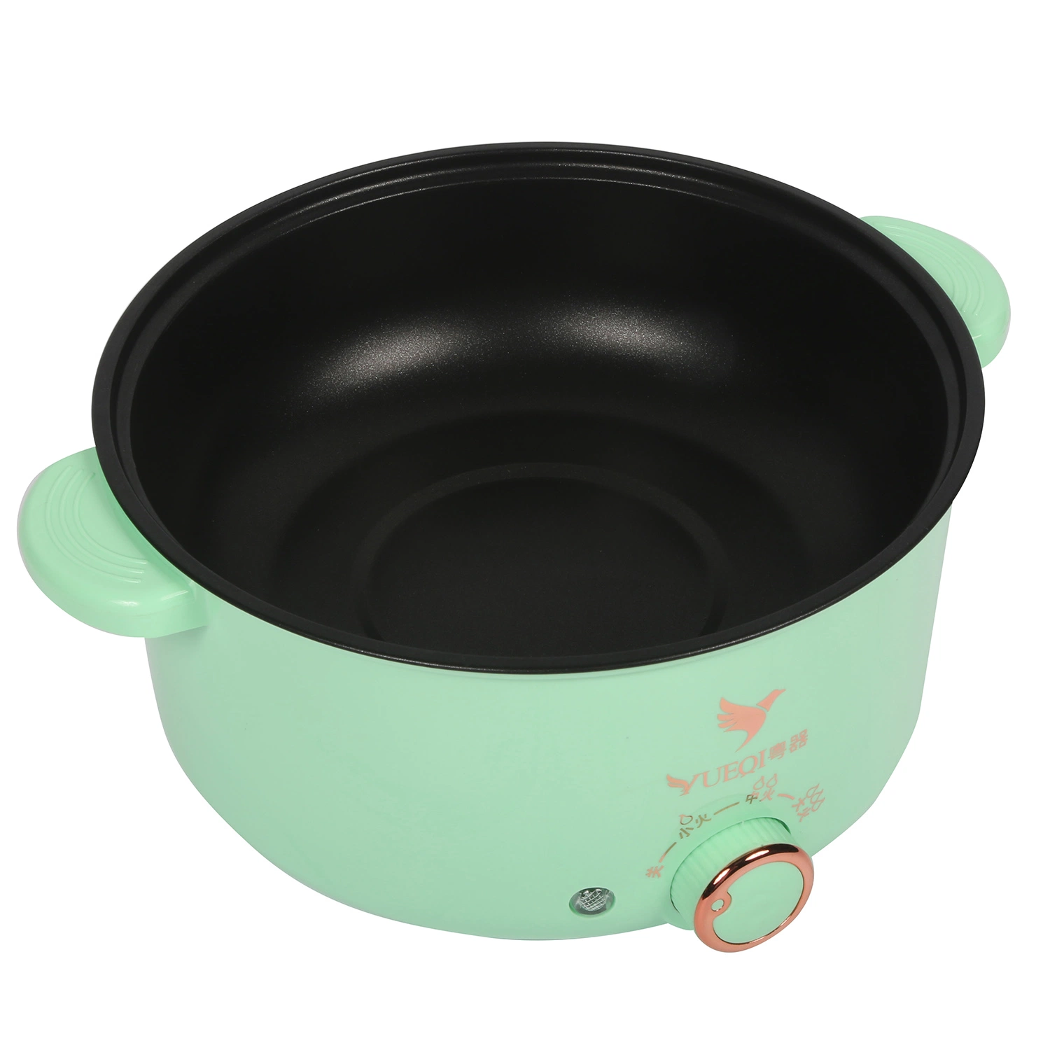 New Light Green Electric Plating 24cm Multi Functional Non Stick Single Pot Electric Hot Pot Electric Frying Pot 2.5L