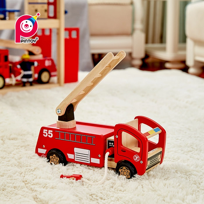 Pintoy Wooden Fire Engine Toy - Small Size