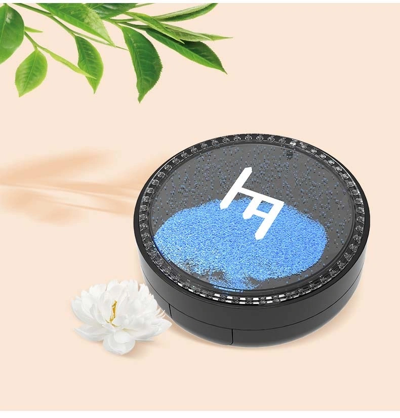 Quicksand Process Custom Plastic Empty Magnetic Round Compact Pressed Powder Case with Mirror Cosmetic Packaging Have Stock