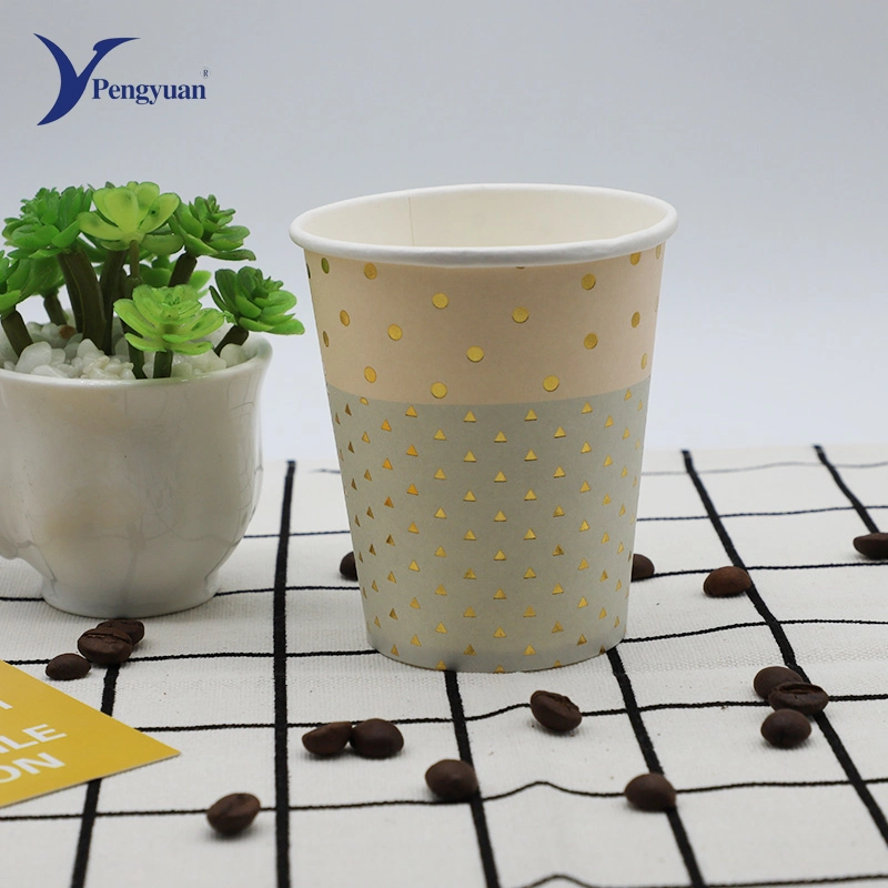 Vaso de papel de pared única biodegradable desechable sin plástico taza de papel de café