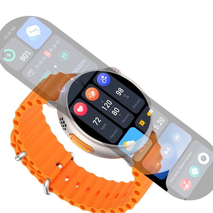 2023 Nouveau bracelet de suivi d'écran tactile à motif Smartwatch rond Mt30 haut de gamme