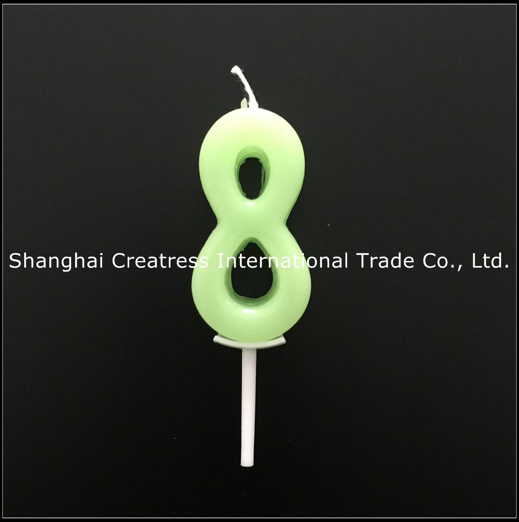 Comfortable Feel Pure Paraffin Green Number 8 Candle for Cakes