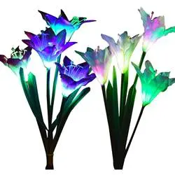 Hot Sale Outdoor impermeáveis Solar Garden Flower Lights Smart Cla Lily Rose Daisy flores com decoração Solar estaca Lights