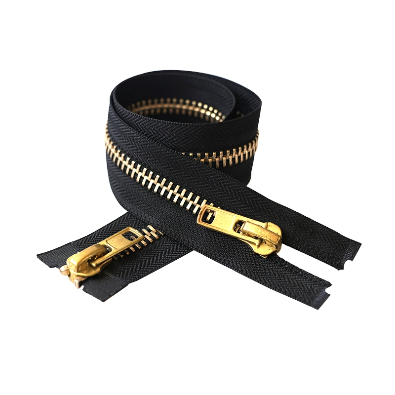 #8 Metal Shiny Gold Two Way Two Slider Zipper