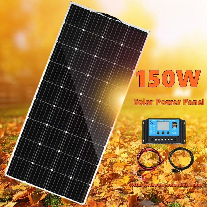 Solarparts 18V 150W Kit de panel solar flexible para el alquiler de barco RV Inicio Cargador de batería de pruebas con el controlador