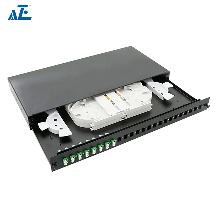 Aze 24-Port-Glasfaser-Patch-Panel-Objektträger Typ 1U Premium ODF LWL-Patchfeld -Of1umapanel3