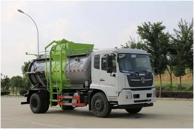 Dongfeng Tianjin Elevador hidráulico 12cbm chassis molhado lixo coleção ODOOR Controle carga automatizada Multi-compartimento Cozinha lixo Transporte camião/veículo lixo