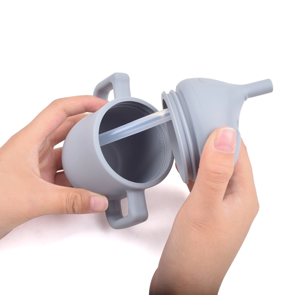 Wholesale/Supplier Elephant Shape Silicone Baby Infant Toddler Training Straw Cup Sippy Cups for Drinking