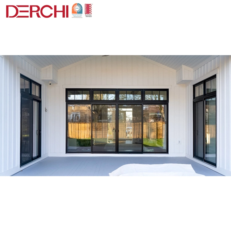 Double Tempered Glass Exterior Aluminum Sliding Doors Hurricane-Proof and Water-Proof Exterior Balcony Side Patio Door