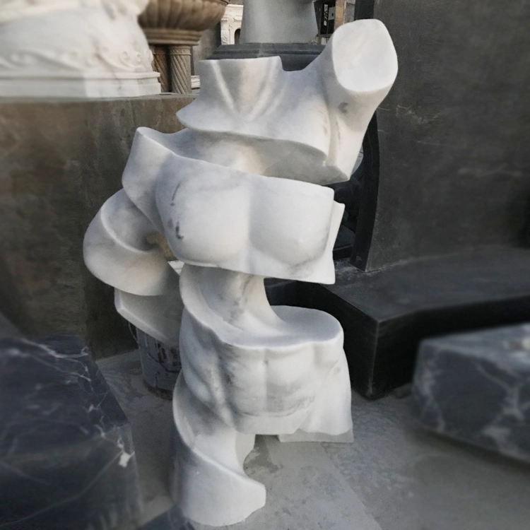 Hand Carved Polishing White Color Modern Statue Abstract Marble Sculpture for Garden