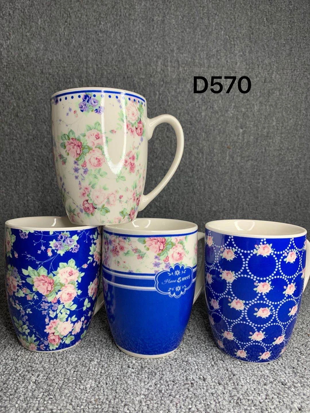 Factory Manufacture Wholesale/Supplier Price Flower Pattern Printing Coffee Tea Hot Liquid Ceramic Porcelain Cup Mugs