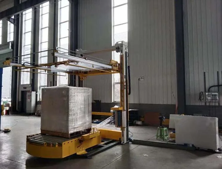 Automatic Pallet Stretch Wrapping Machine with Top Sheet Dispenser and Conveyor High Efficiency Wrapper Machine