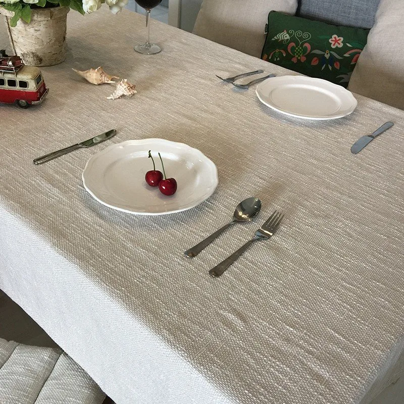 Mantel de mesa blanco personalizado de poliéster / algodón para exteriores, tela impermeable