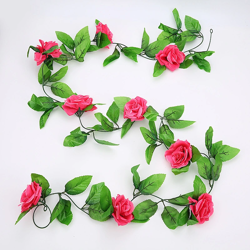 7.6 FT Fake Rose Vine Flowers Plants Artificial Flower Hanging Rose IVY Home Hotel Office Wedding Party Garden Craft Art D&eacute; Cor Pink