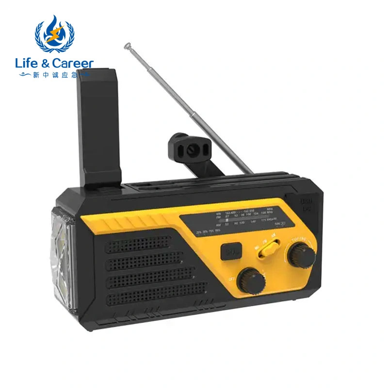High Quality Wholesale Portable Crank Emergency Flashlight LED Multifunctional Weather Radio Lithium Battery Solar Power Radio