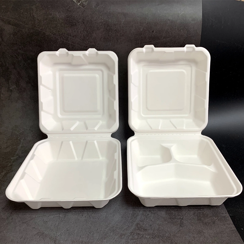 Compostable Sugar Cane Fiber Pulp Plant Based Biodegradable Disposable Food Packing Bagasse Sugarcane Box Paper Lunch Box