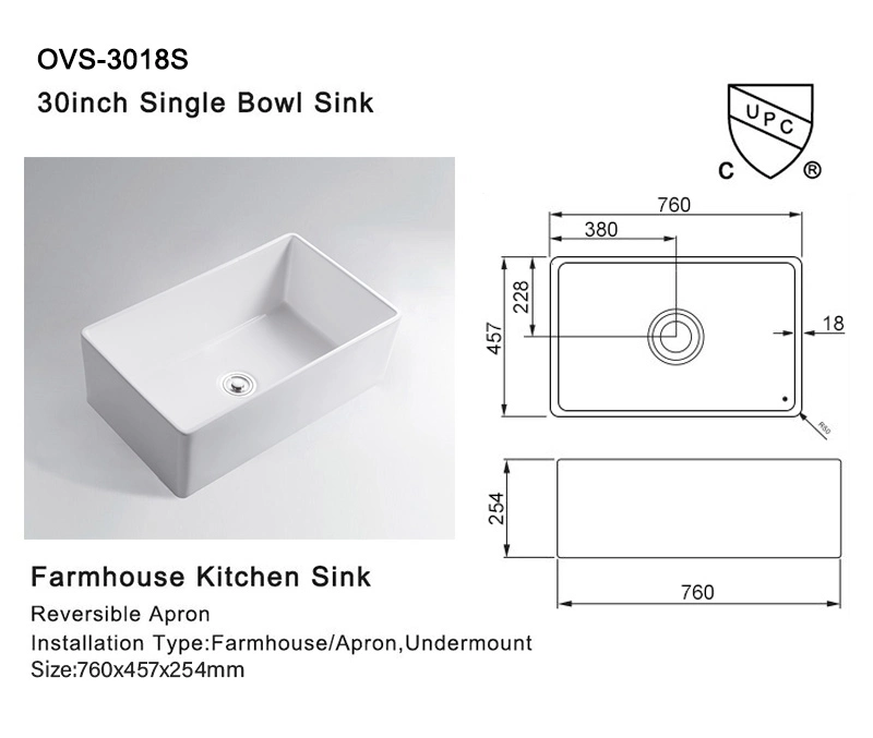 Unter Mount Morden Design Wasserfall Porzellan Feuerklay Keramik Bauernhaus Küche Sink durch OVS Direct Selling