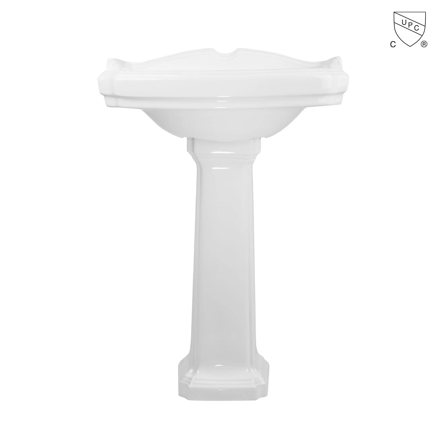 Venta caliente cuarto de baño blanco con diseño tradicional de cerámica de época China Free-Standing vítreo cerámica artesanal de muebles de pedestal