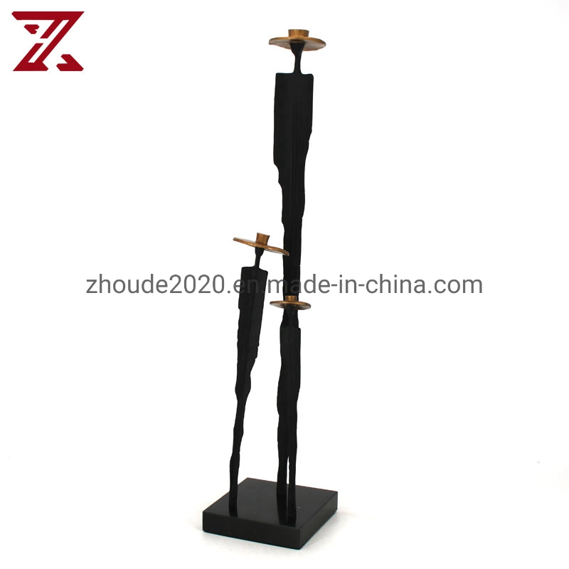 Modern Simple Three Hermit Figure Sculpture with Hat High Leg Metal Craft Ornaments for Home Table Romantic Decoration