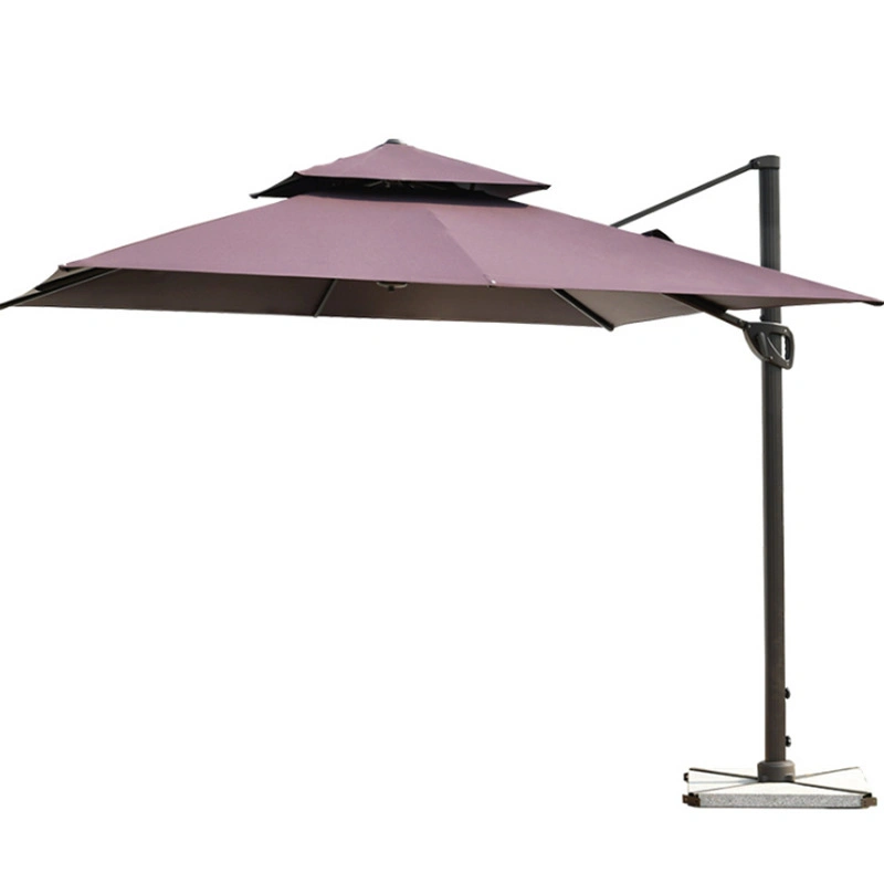 Outdoor Luxury Double Top Aluminum Frame Pole Garden Patio Umbrella