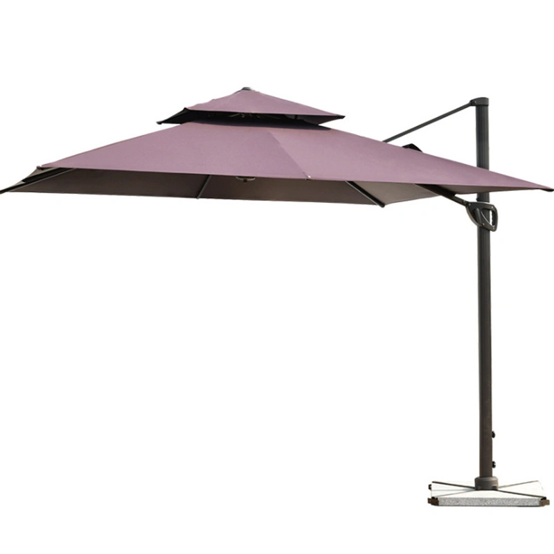 Parasol extérieur de luxe à deux dessus en aluminium cadre poteau de jardin de jardin