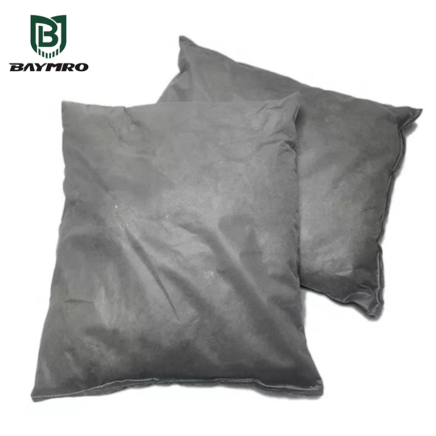 Coussin absorbant 100 % polypropylène pour huile chimique dangereuse noir