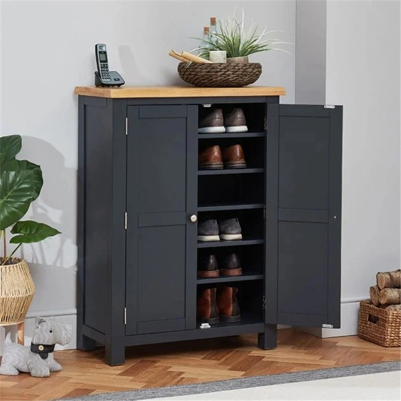 Wholesale/Supplier Solid Oak Grey Painted Large Shoes Storage Cupboard Home Furniture Shoe Rack