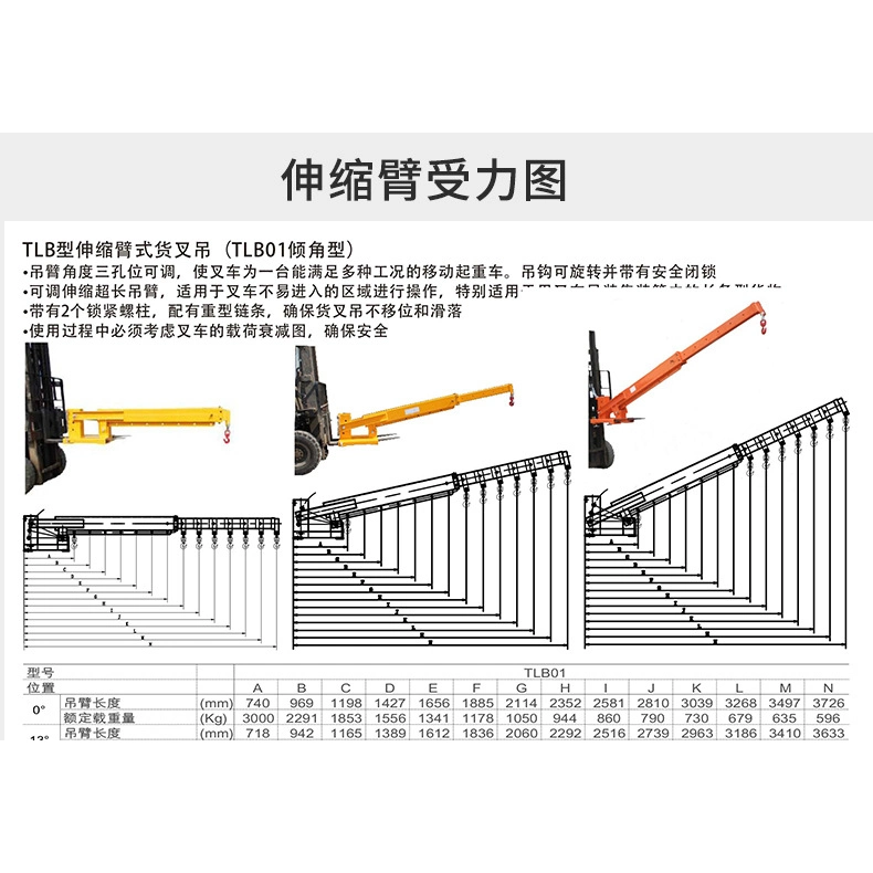 FL-010 accesorio de elevación de la forklift abrazadera de tambor brazo del cigüeñal elevación de la extensión de la pluma Gancho