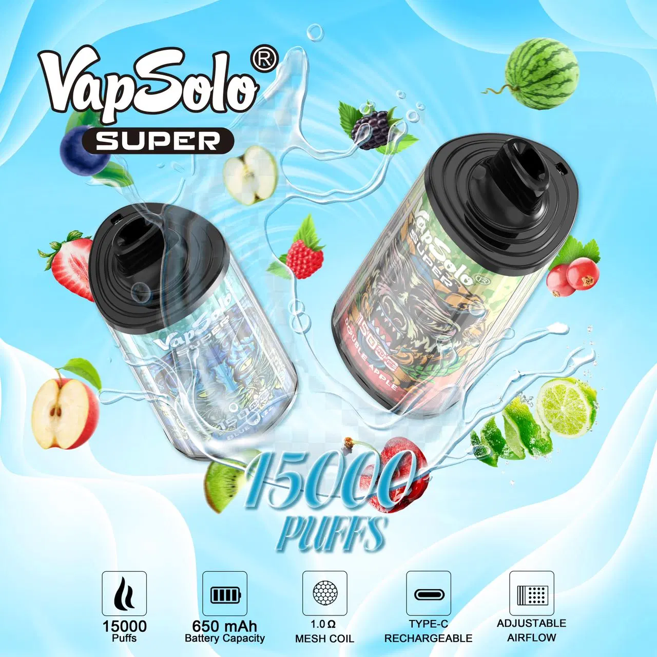 China al por mayor VAPE barato Bang King Vapsolo Compras en línea UE Depósito 15000 Puffs 650mAh recargable VAPE pluma malla bobina 15000 Púff VAPE Cigarette