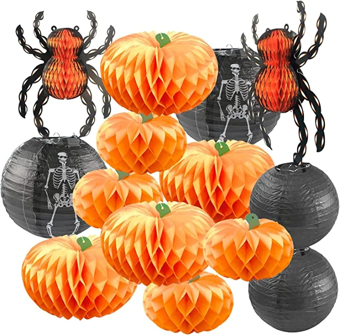 Tissue Paper Pumpkin 3D Honeycomb Pumpkins for Halloween Thanksgiving Party Favor Fall Festival Supplies