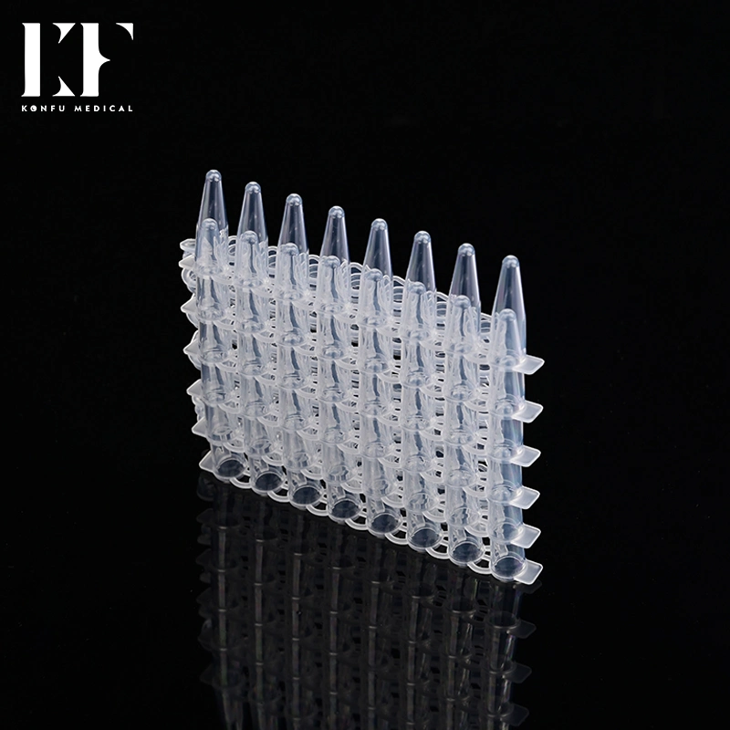 Medical Supplies Clear 100UL 8 Strip PCR Tube with Cap Without Evaporation for Real Time PCR Reaction