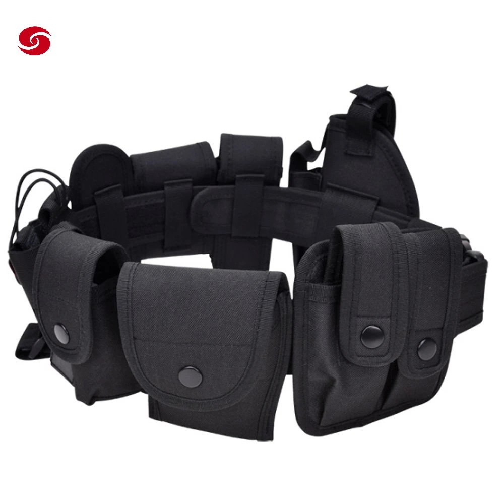 Police Belt Outdoor Training Nylon Belt Bag Multifunctional Tactical Military Belts with Pocket and Pouches