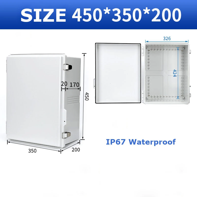 IP67 Caja de distribución de plástico resistente al agua ABS para exteriores con tapa articulada