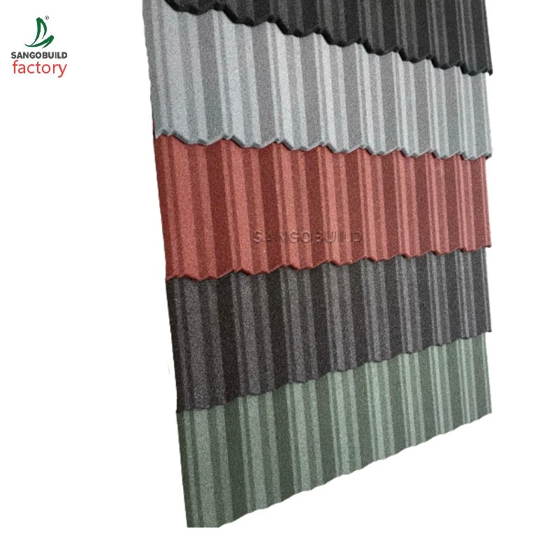 Ethiopia Aluminum Zinc Sand Coated Steel Corrugated Roofing Tile Stone Coated Metal Roof Made in China