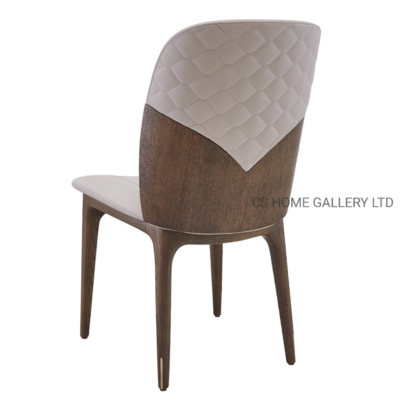 Mobilier intérieur moderne salon Hôtel Restaurant PVC cuir en bois Chaise de salle à manger