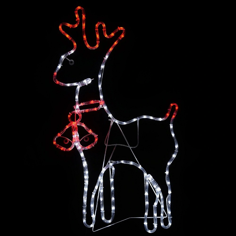 LED rojo y blanco de renos de Navidad de Navidad iluminado Motif 27.6 cm x 26,8 cm