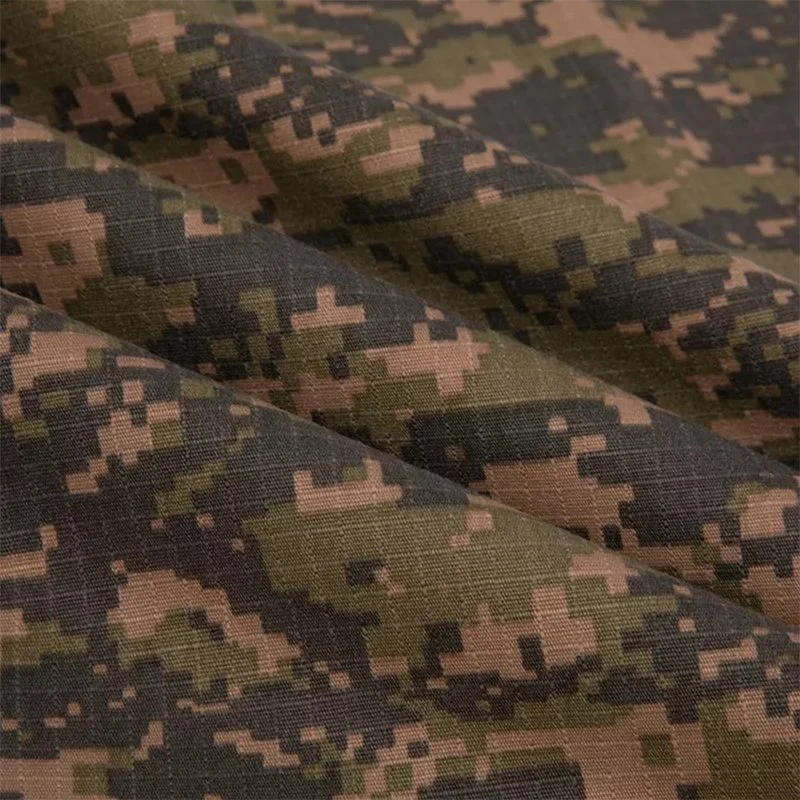 Ripstop Polyester Cotton Ripstop Dark Camouflage Fabric for Military Uniform