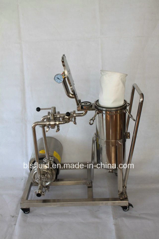 Stainless Steel Sanitary Bag Filter Cart with Sanitary Pump Assembly