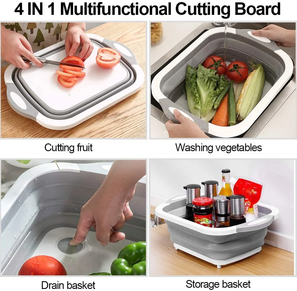 Collapsible Cutting Board Space Saving 3 in 1 Multifunction Storage Basket 02