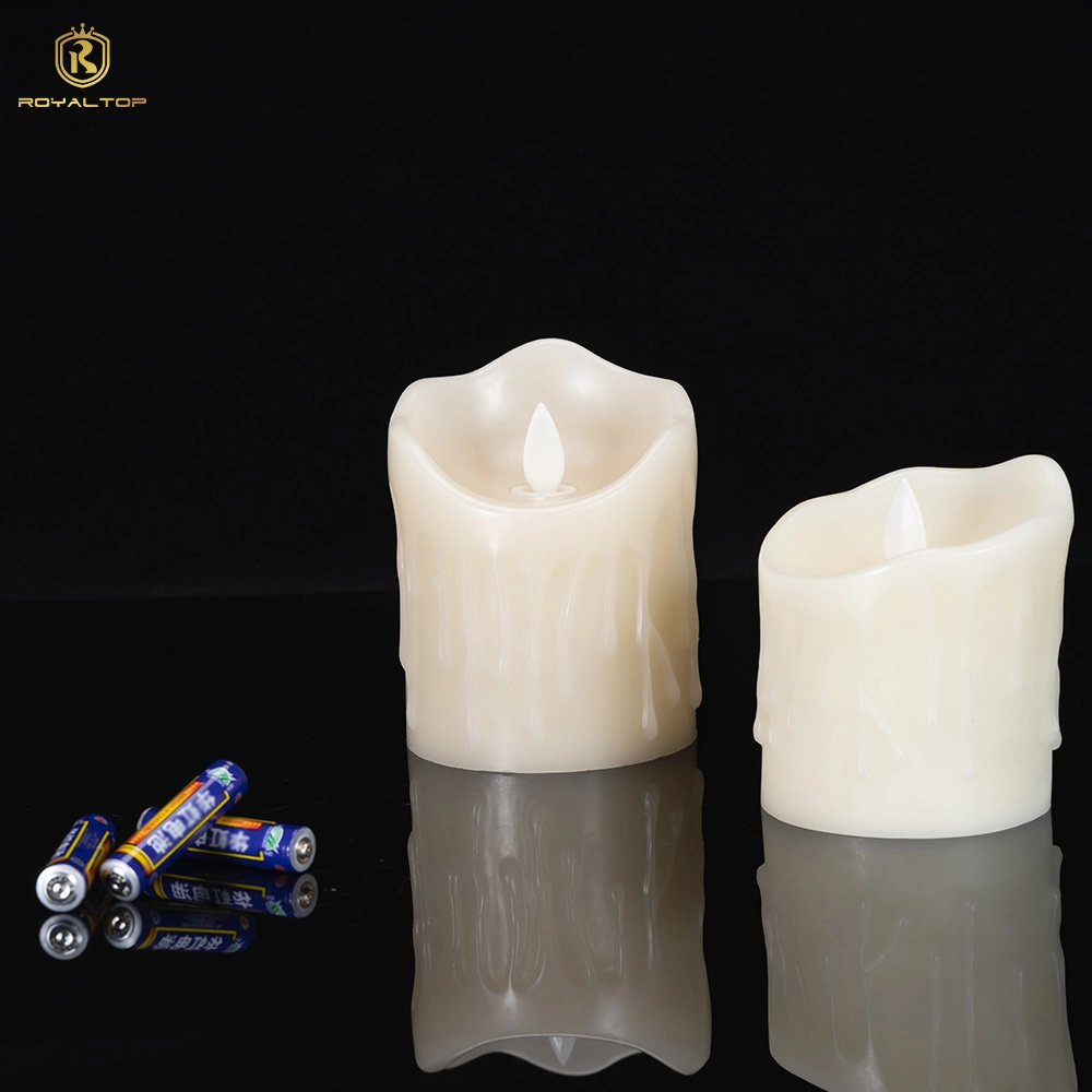 Factory Flameless Set White Pillar Dancing Flickering Moving Flame Wick Electronic LED Candle