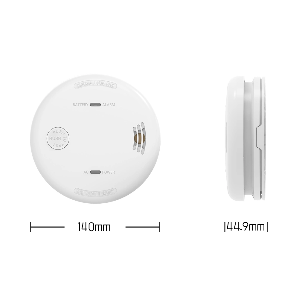 Alarma de humo de alimentación principal con módulo RF 433MHz DC 9V Batería de reserva